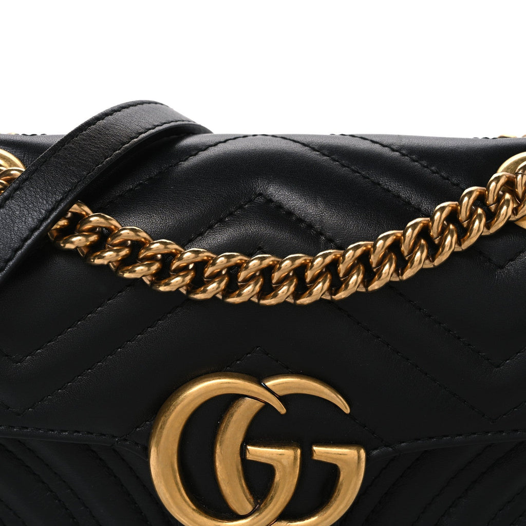 Calfskin Matelasse Mini GG Marmont Shoulder Bag Black