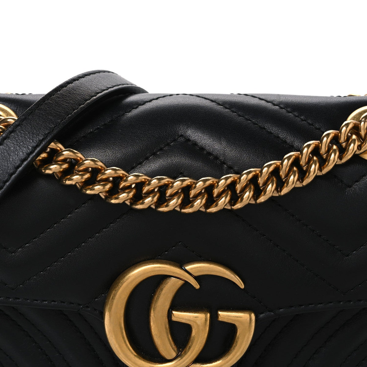 Calfskin Matelasse Mini GG Marmont Shoulder Bag Black