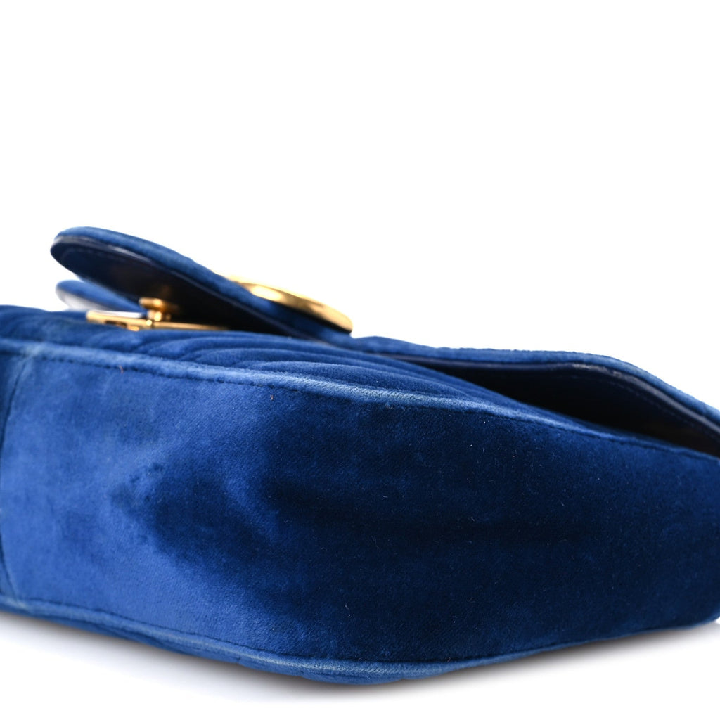 Velvet Matelasse Mini GG Marmont Shoulder Bag Cobalt Blue