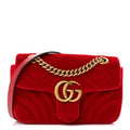 Velvet Matelasse Mini GG Marmont Shoulder Bag Hibiscus Red