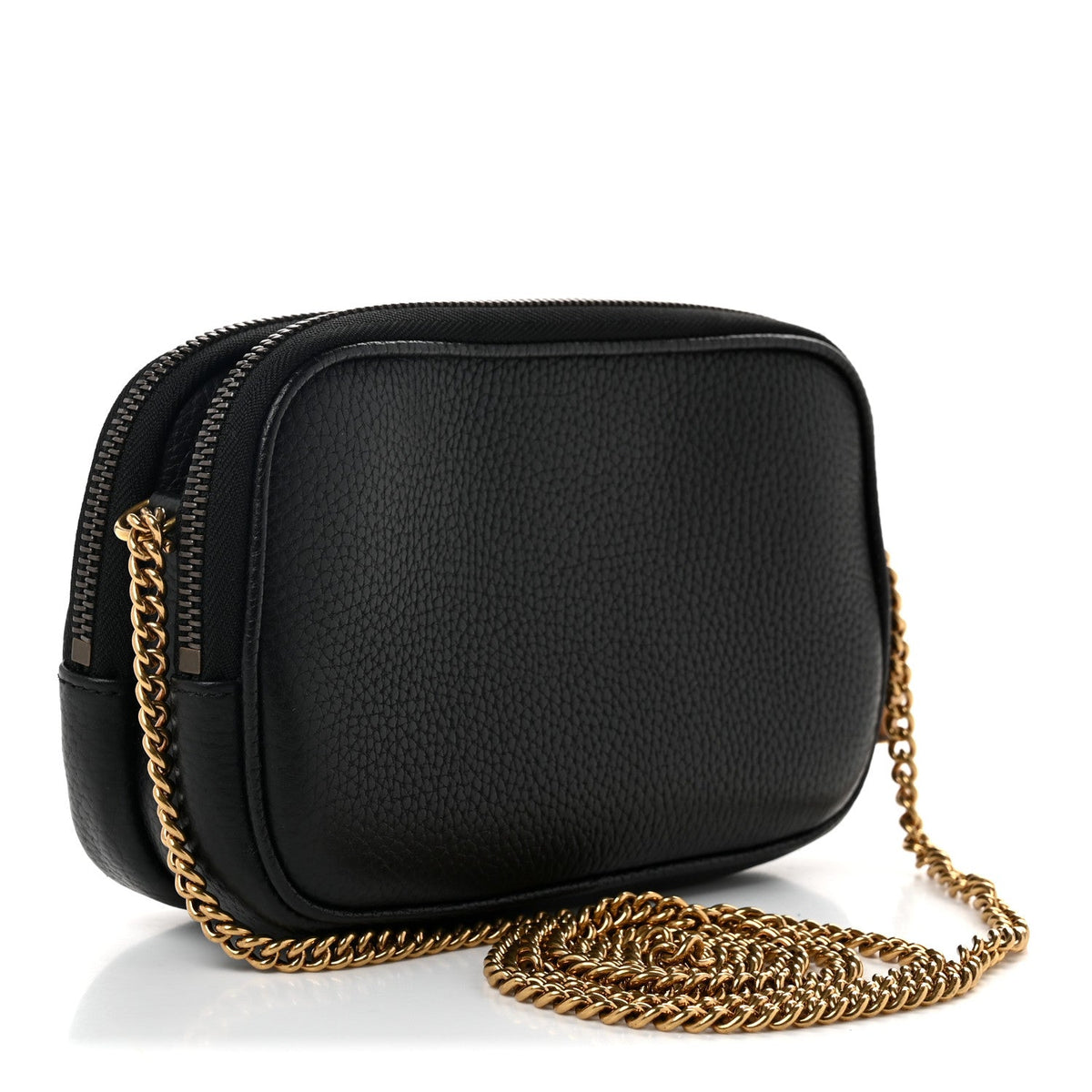 Pebbled Calfskin Super Mini GG Marmont Chain Shoulder Bag Black