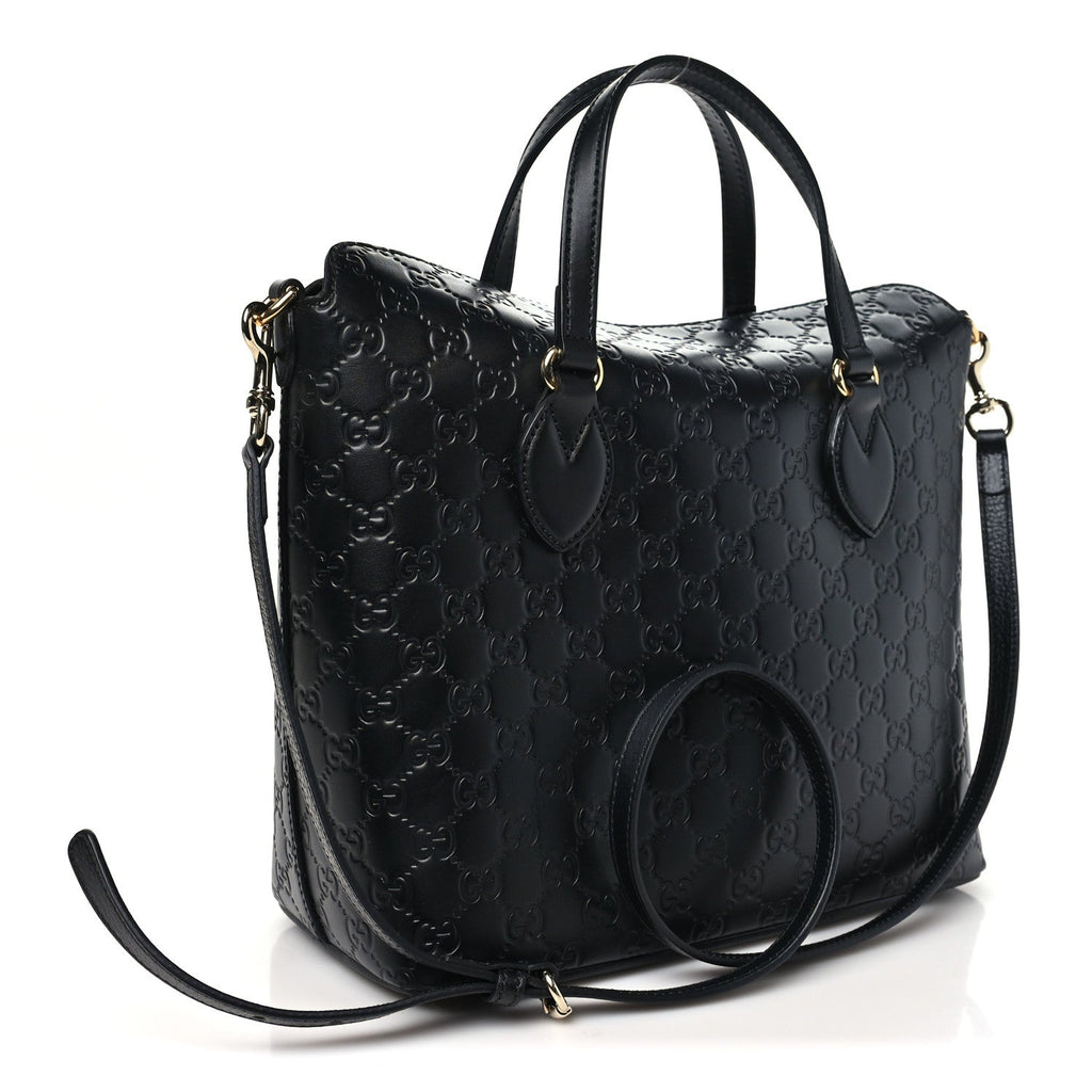 Guccissima Linea A Foldover Tote Black