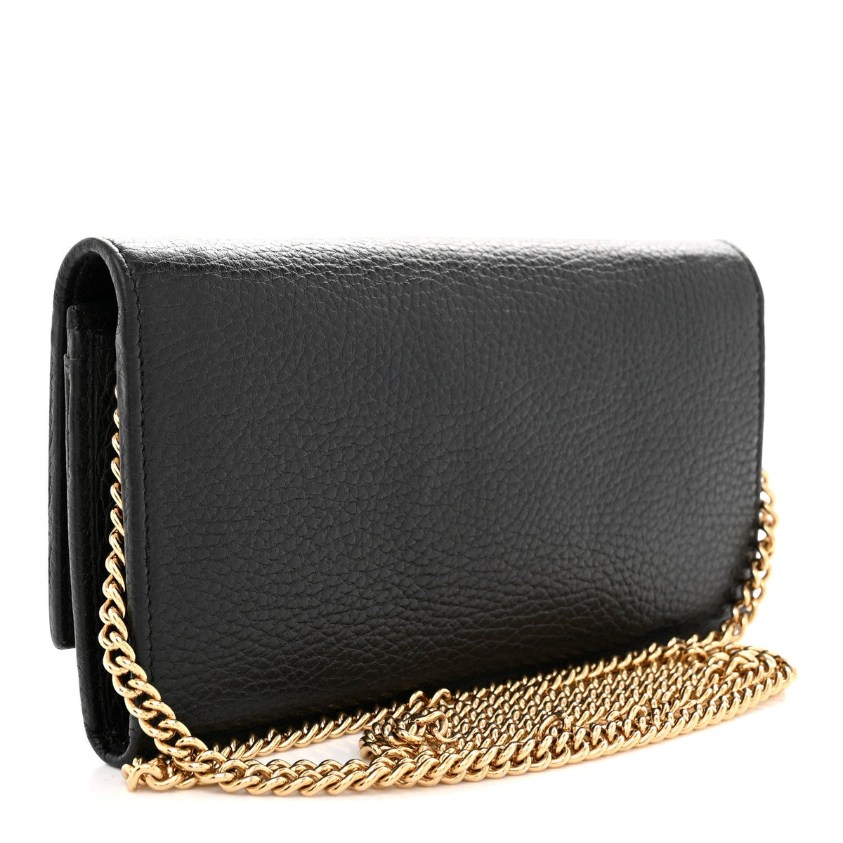 Dollar Calfskin Petite GG Marmont Wallet Chain Bag Black