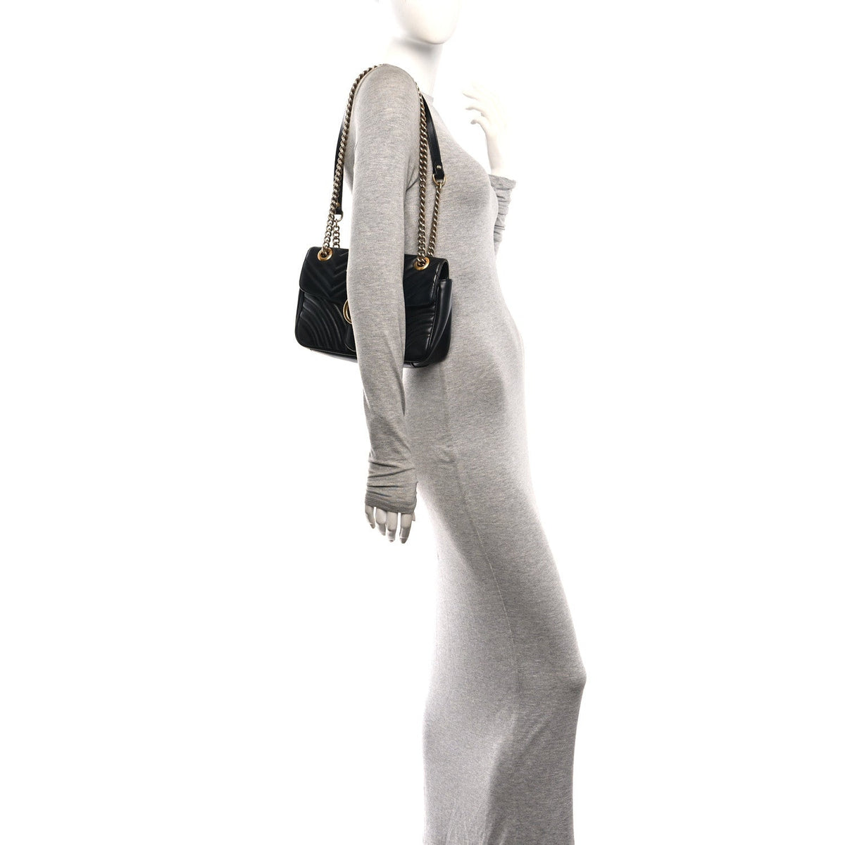 Calfskin Matelasse Small GG Marmont Shoulder Bag Black