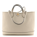 Textured Dollar Calfskin Medium Ophidia Shoulder Tote Bag  Mystic White