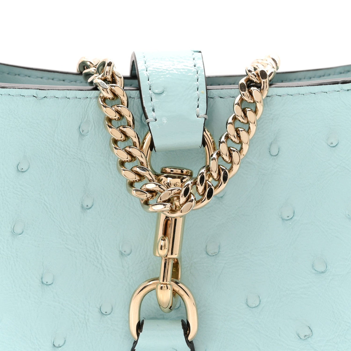 Shiny Ostrich Mini Jackie Notte Blue