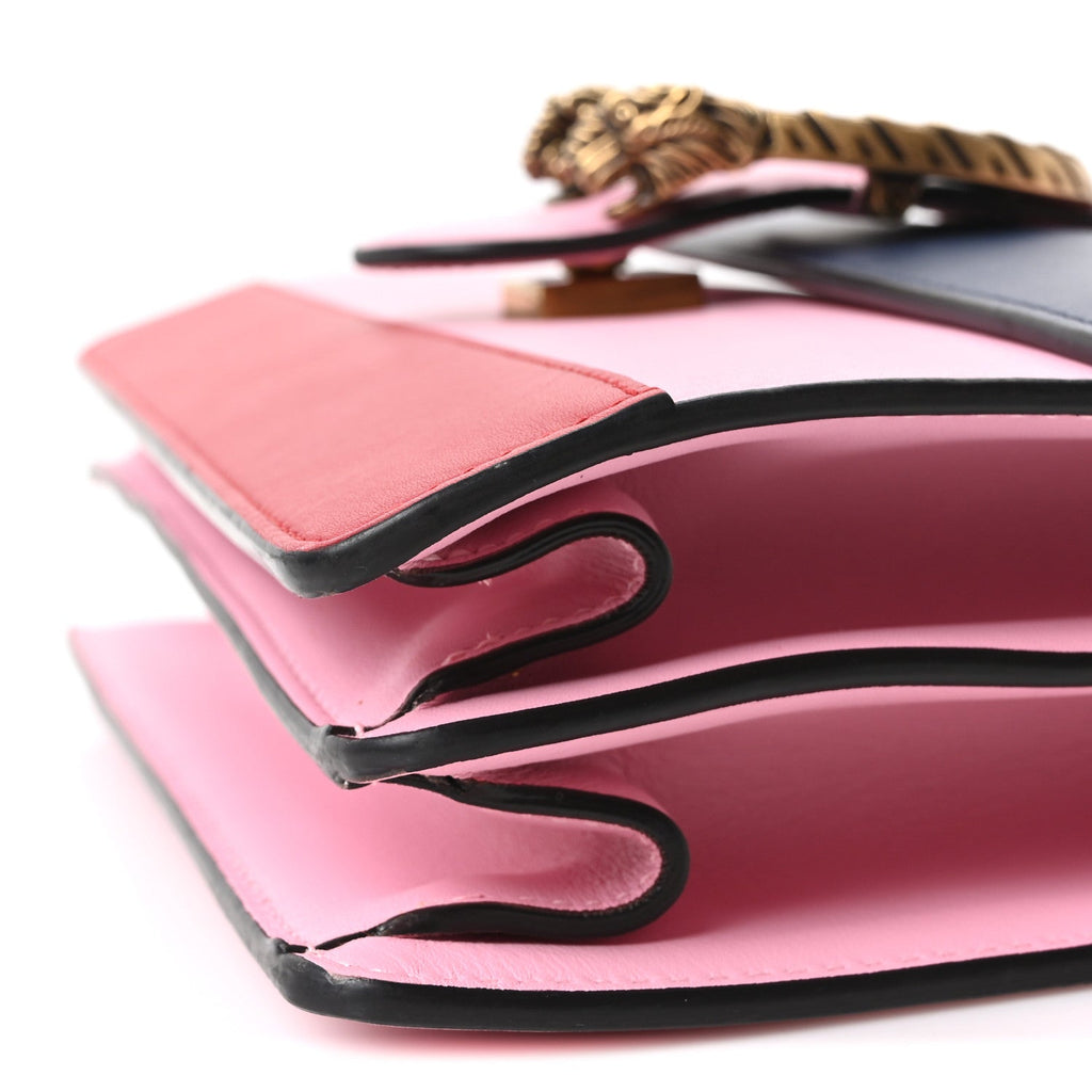 Moon Calfskin Web Medium Dionysus Bamboo Top Handle Bag Sugar Pink Blue Agata Hibiscus Red