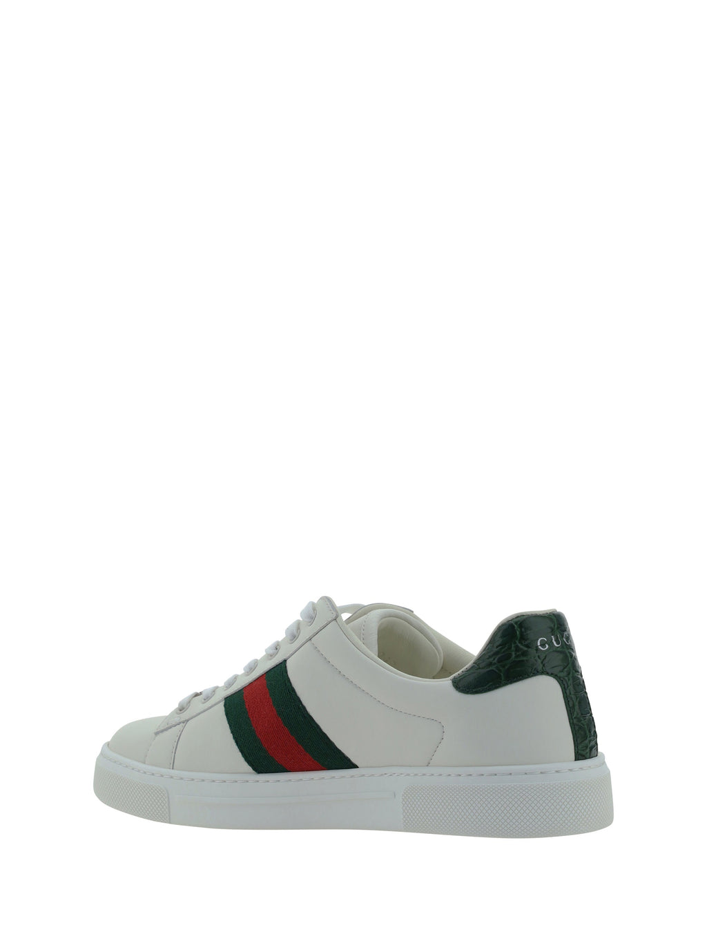 Gucci Leather Sneakers GR.WHI/VRV/GREEN ACE
