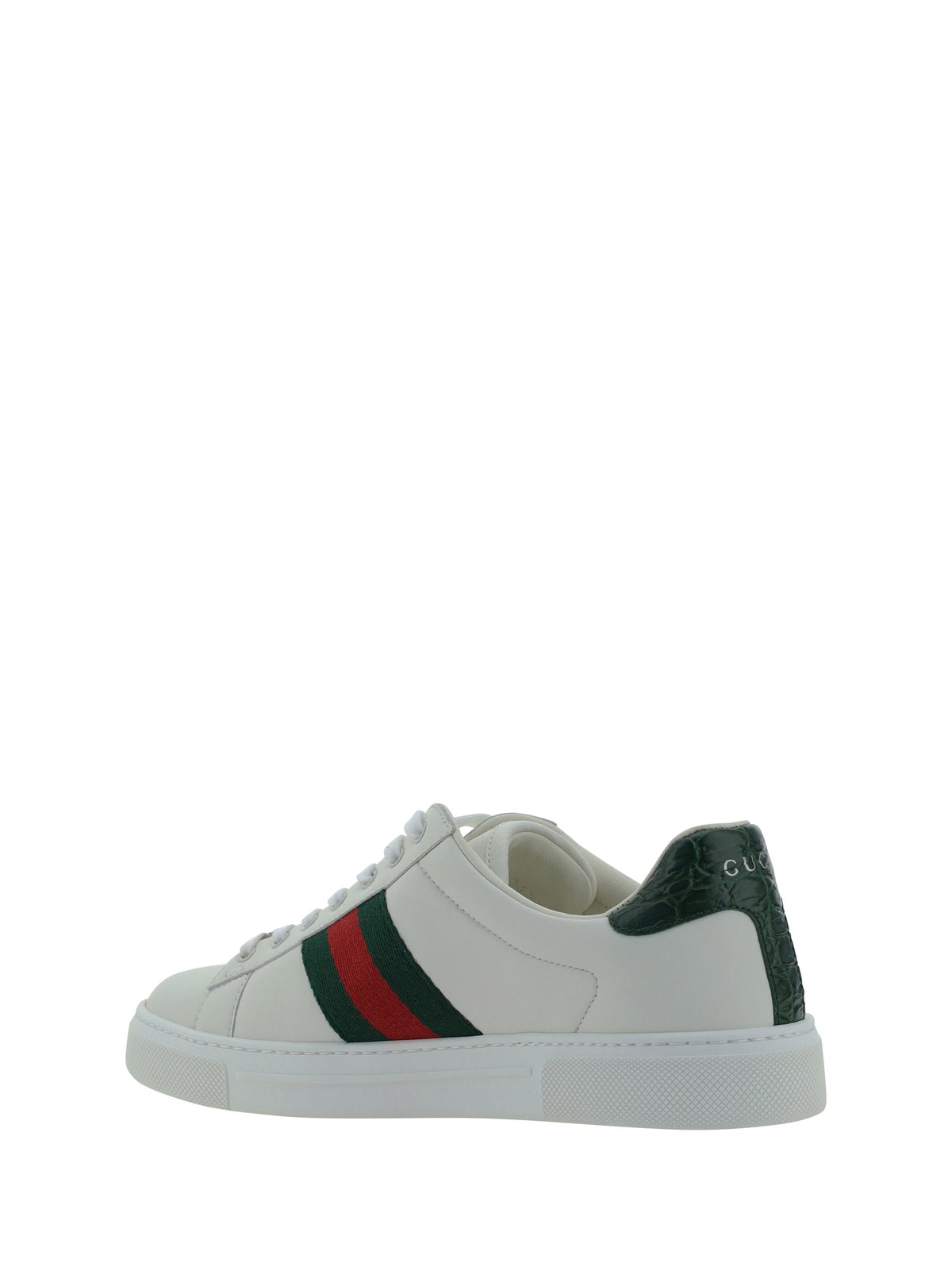 Gucci Leather Sneakers GR.WHI/VRV/GREEN ACE