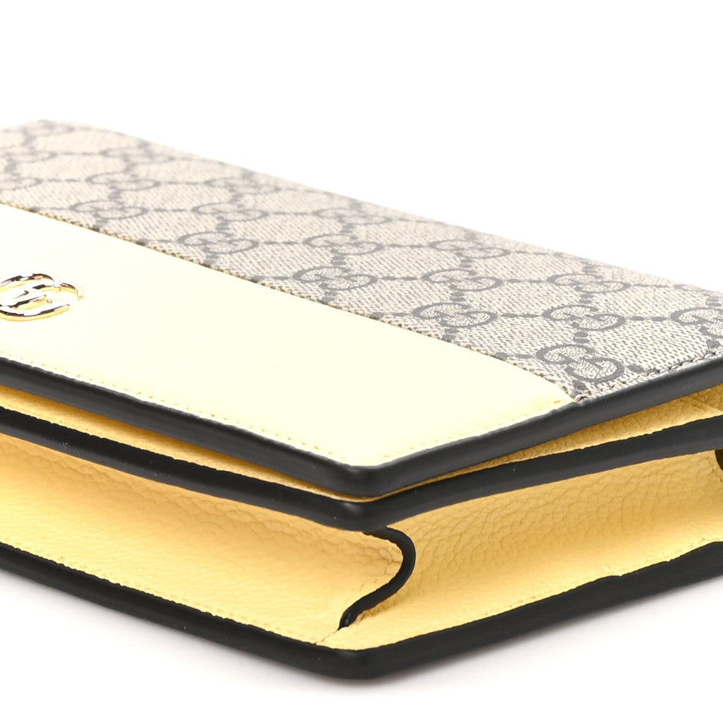 Dollar Calfskin GG Supreme Monogram Mini GG Marmont Chain Wallet Beige Light Yellow