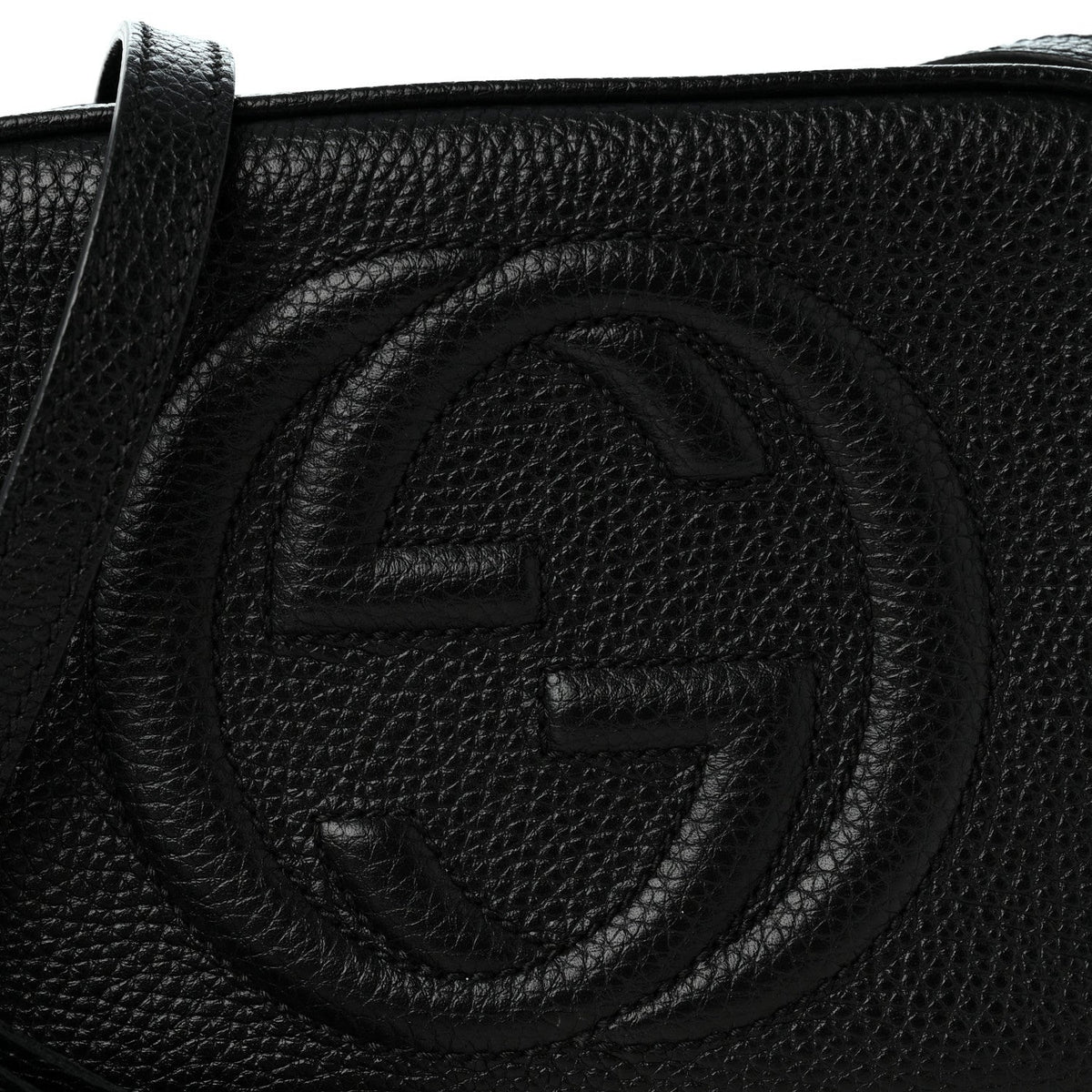 Pebbled Calfskin Small Soho Disco Bag Black