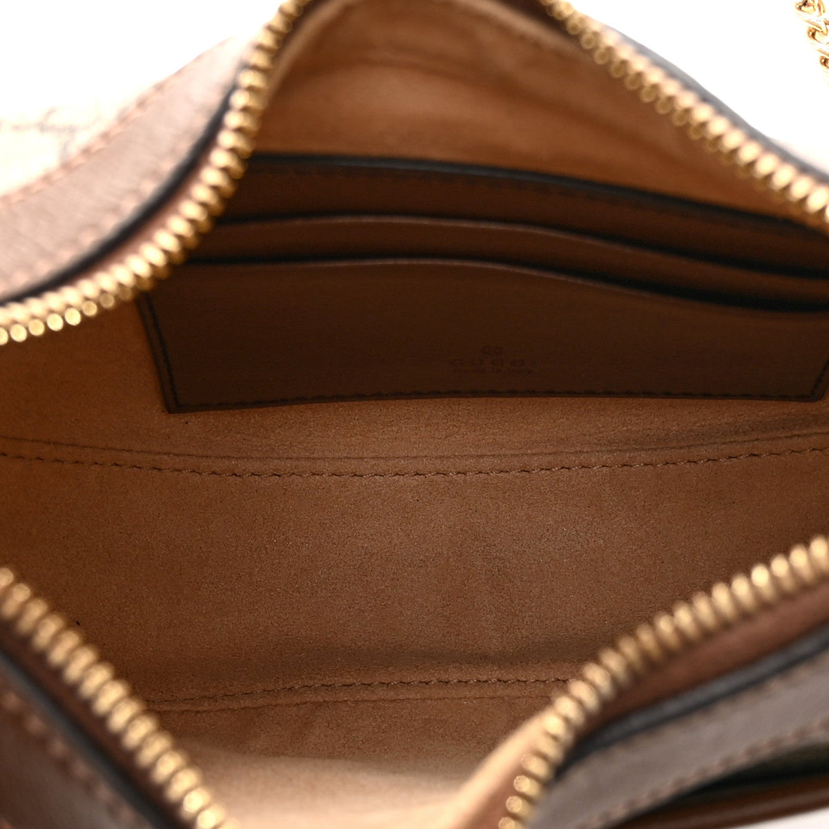 GG Supreme Monogram Azalea Calfskin Mini Retro Interlocking G Half Moon Bag Beige Ebony Brown Sugar
