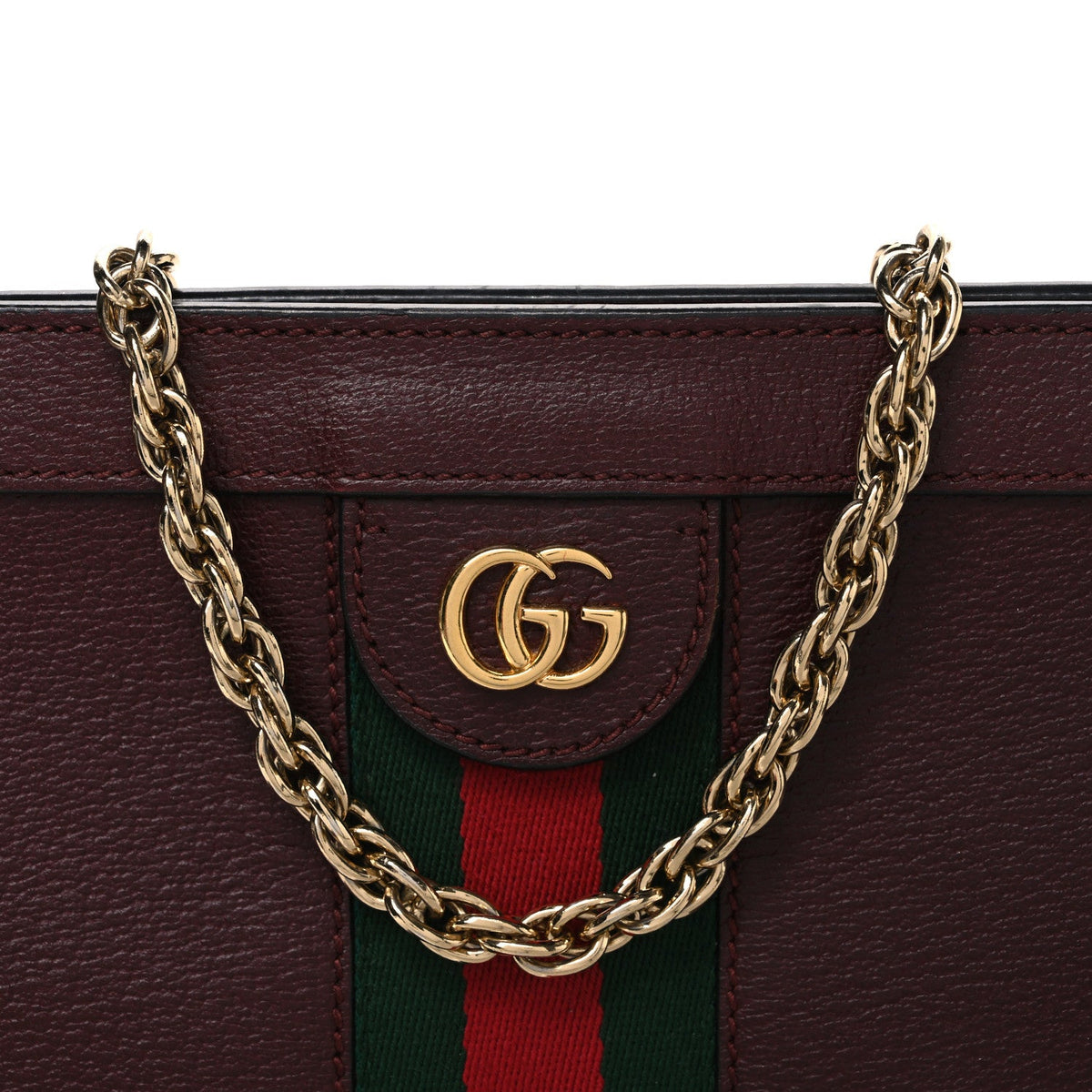 Calfskin GG Web Small Ophidia Chain Shoulder Bag Vintage Bordeaux
