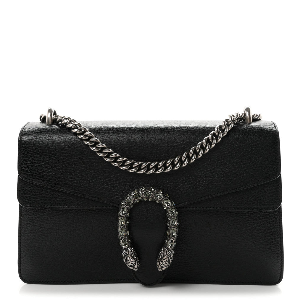 Pebbled Calfskin Small Dionysus Shoulder Bag Black