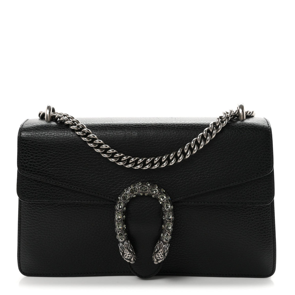 Pebbled Calfskin Small Dionysus Shoulder Bag Black