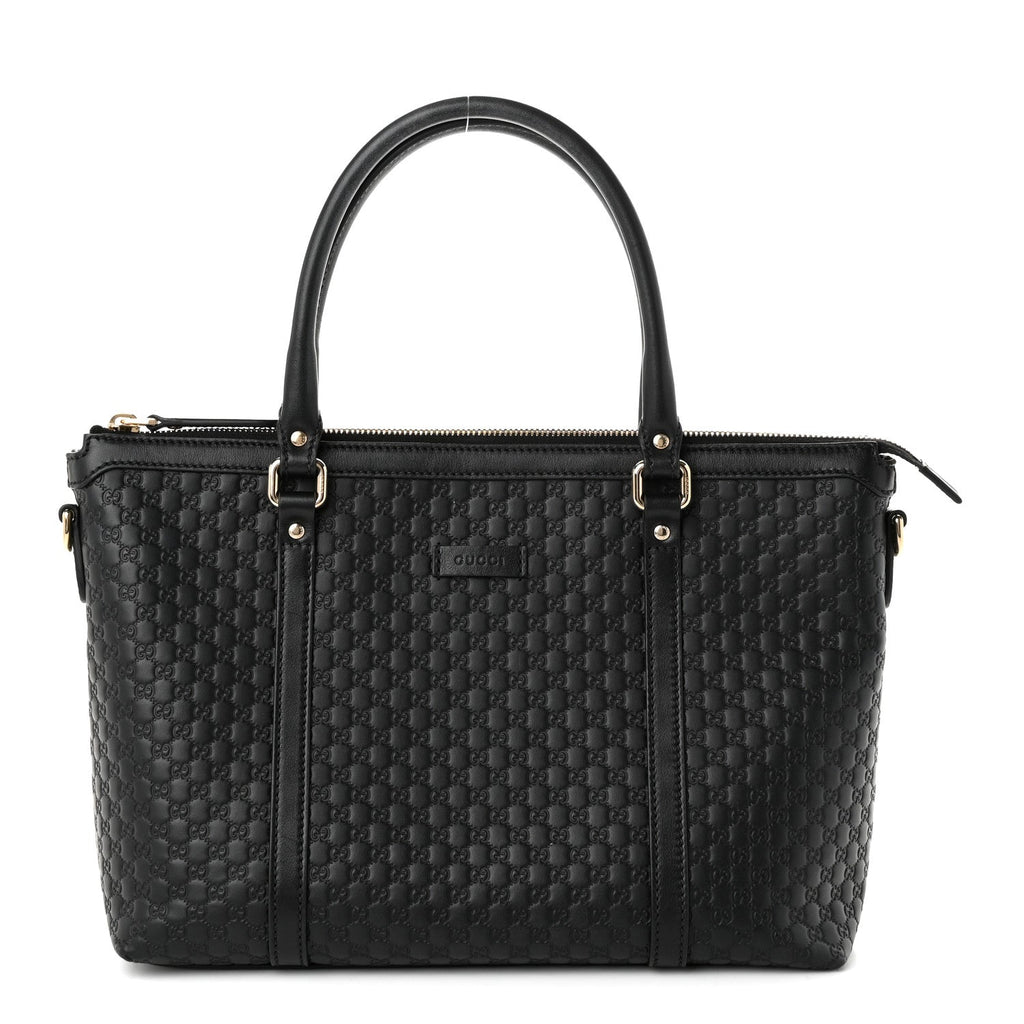 Soft Microguccissima Small Zippered Satchel Black