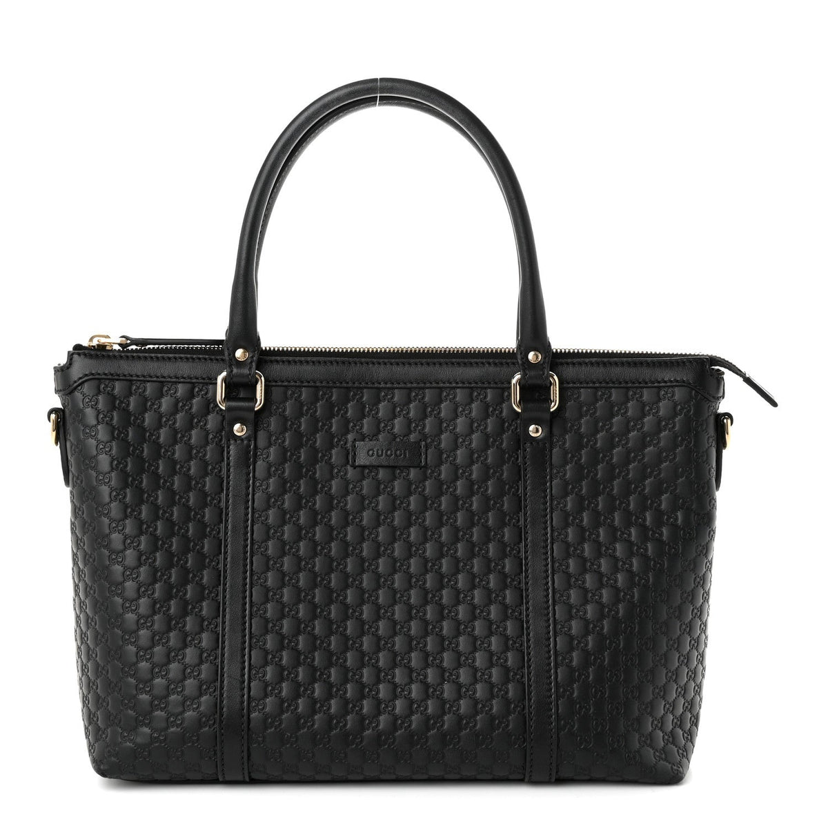 Soft Microguccissima Small Zippered Satchel Black