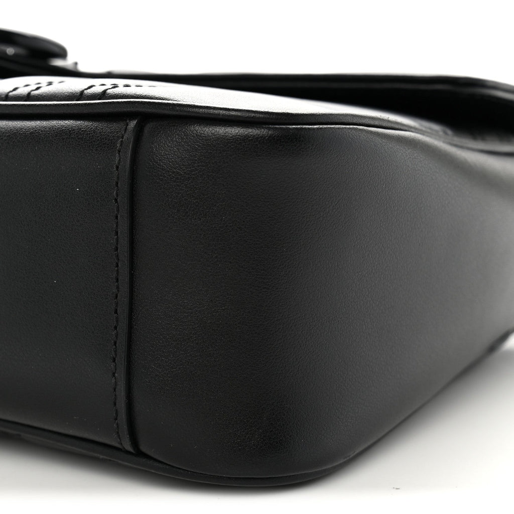 Calfskin Matelasse Monochrome Small GG Marmont Shoulder Bag Black