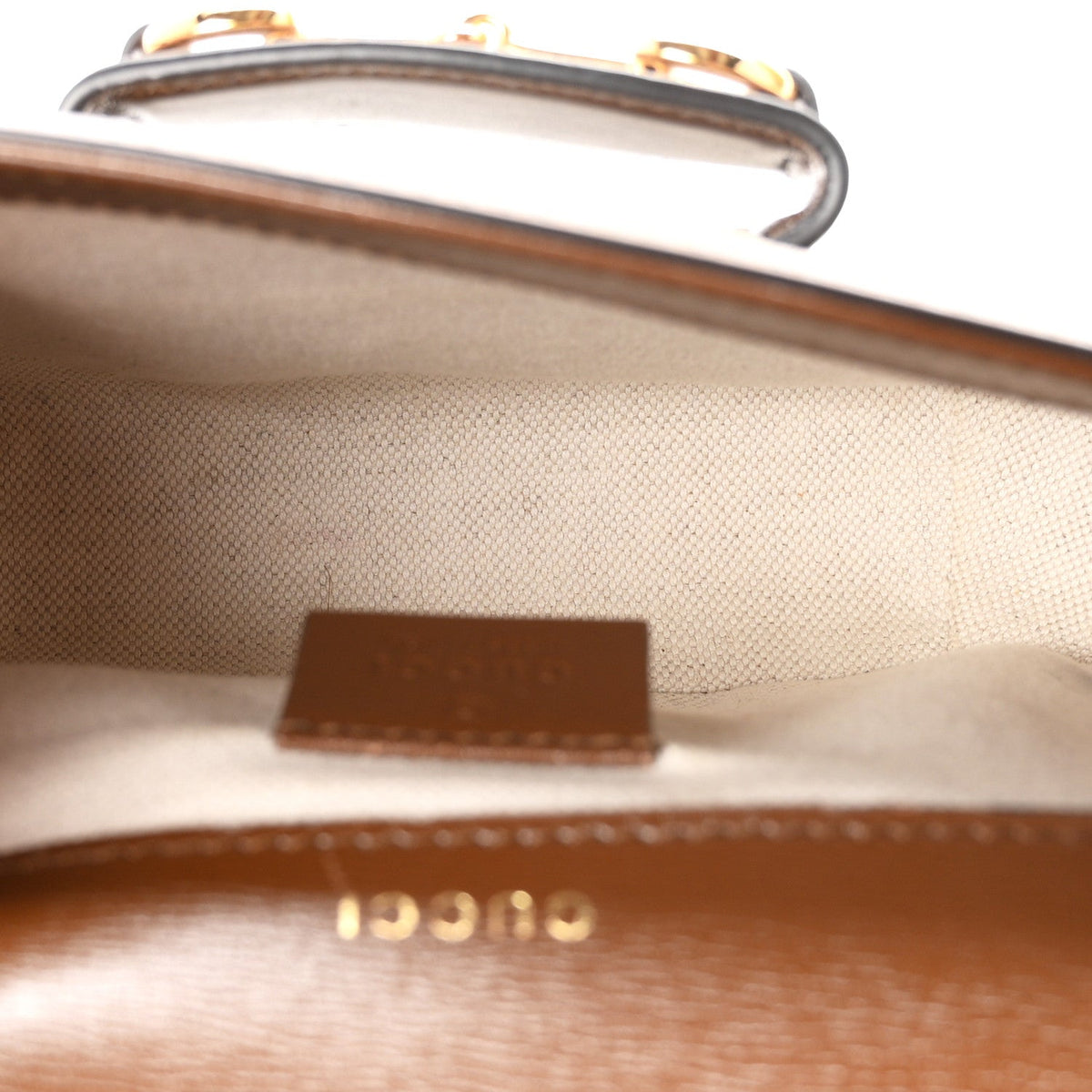 GG Supreme Monogram Web Mini Horsebit 1955 Shoulder Bag Beige Brown Sugar