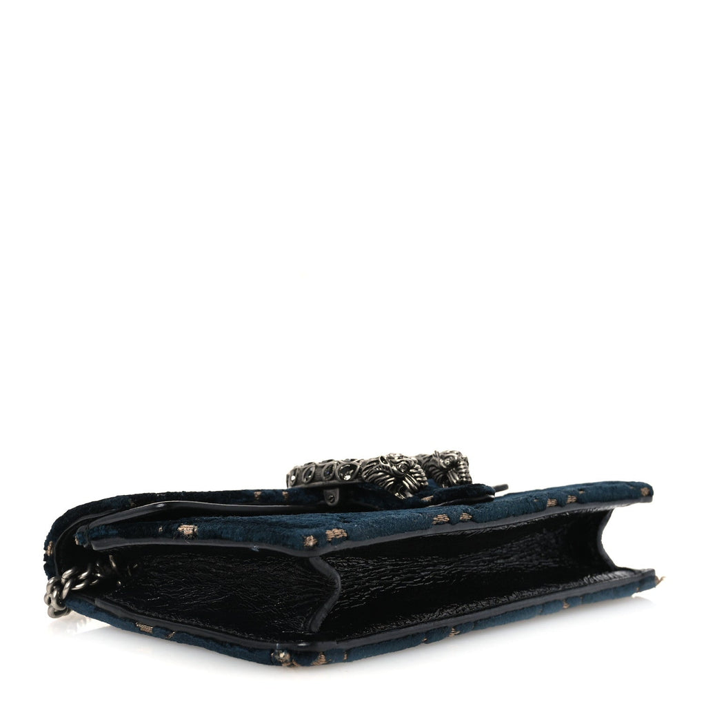 Velvet GG Monogram Super Mini Dionysus Shoulder Bag Blue Beige Black