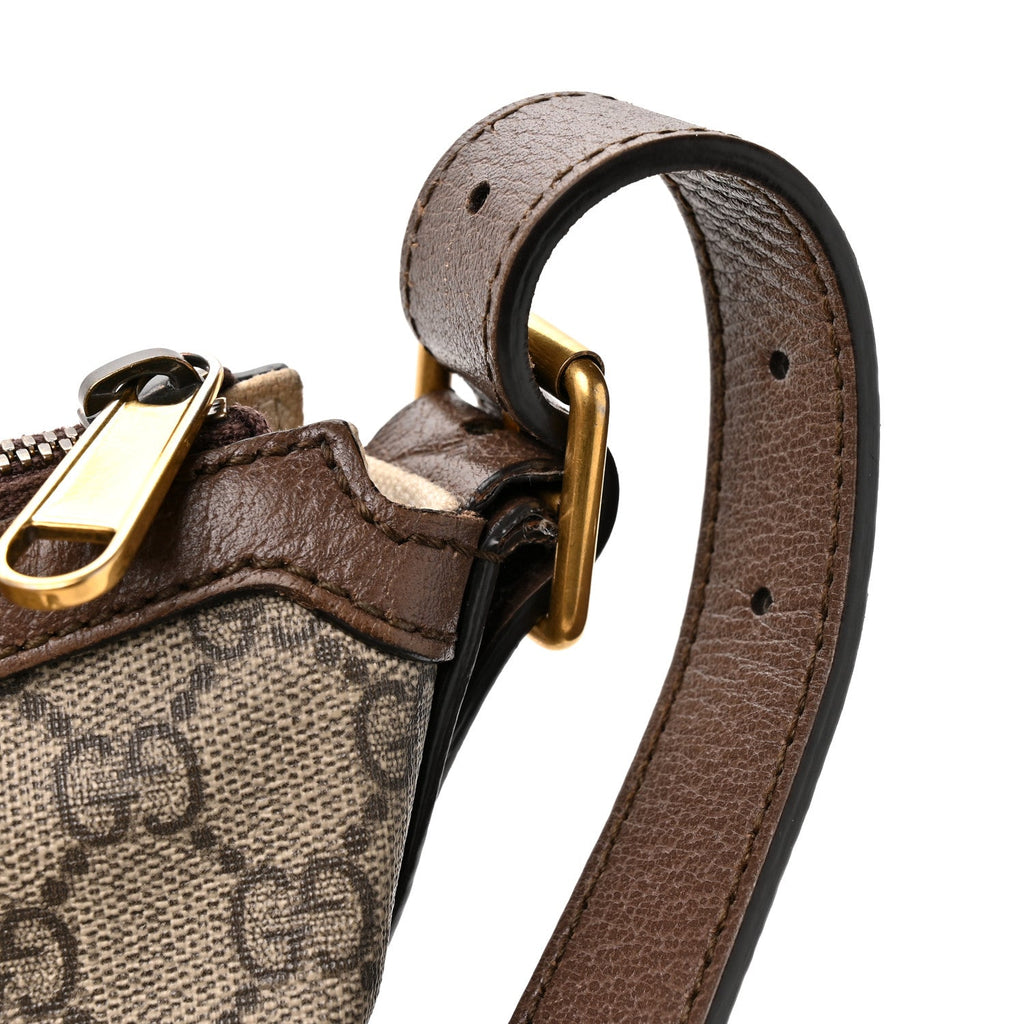 GG Supreme Monogram Web Small Ophidia Half Moon Hobo Brown
