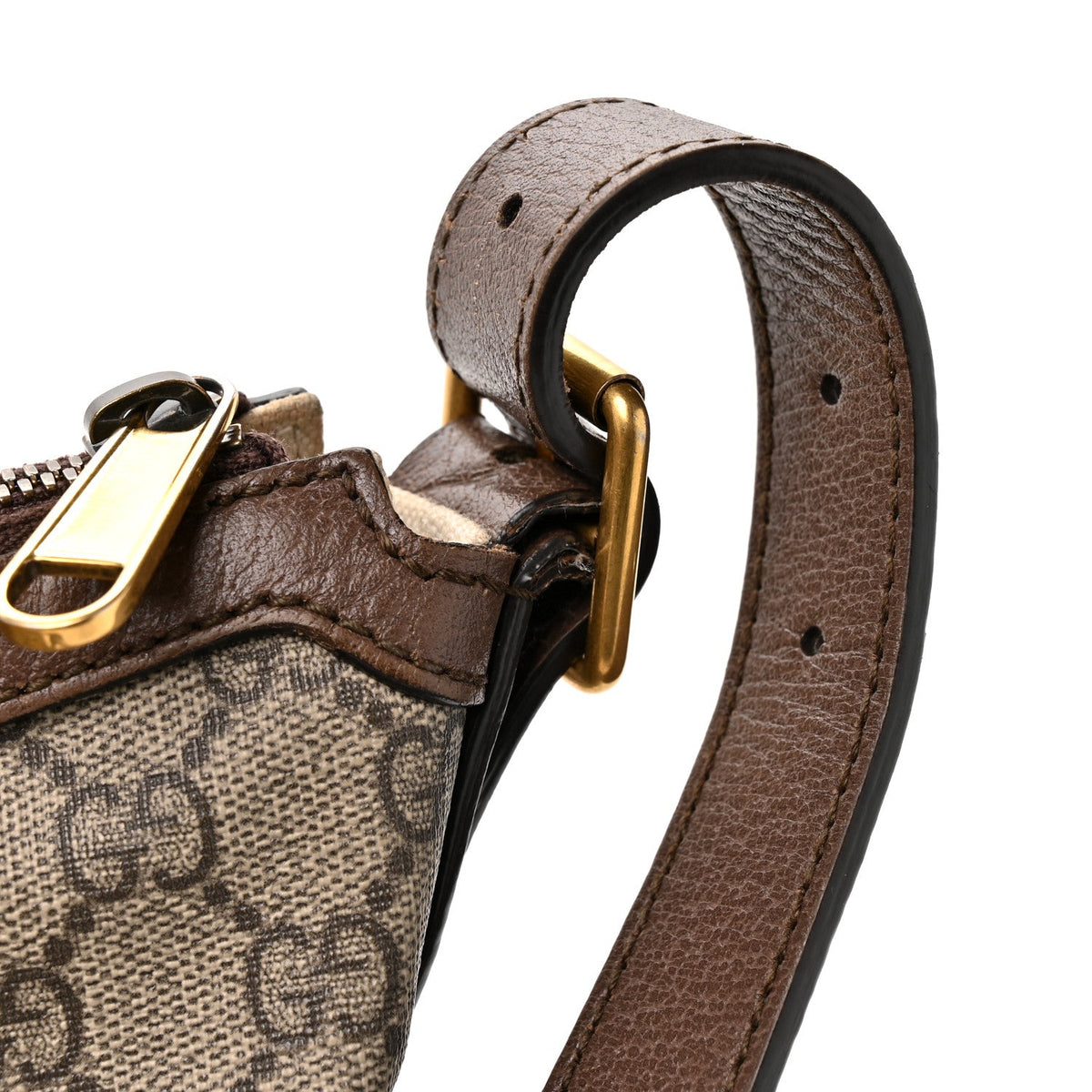 GG Supreme Monogram Web Small Ophidia Half Moon Hobo Brown