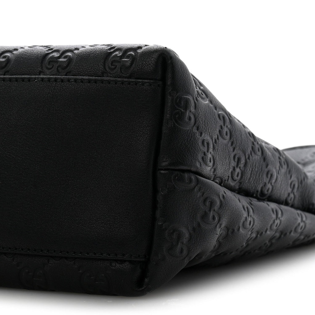 Guccissima Medium Zippered Shopping Tote Black