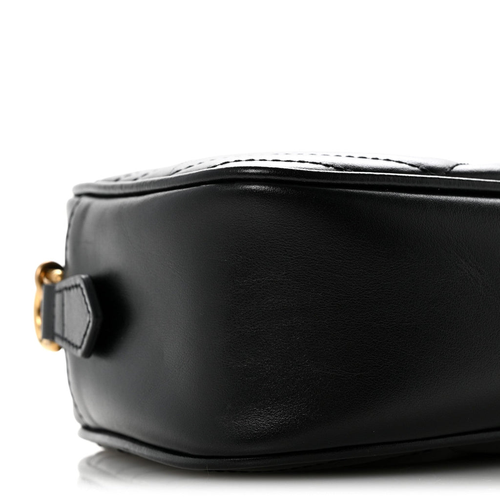 Calfskin Matelasse Small GG Marmont Chain Shoulder Bag Black