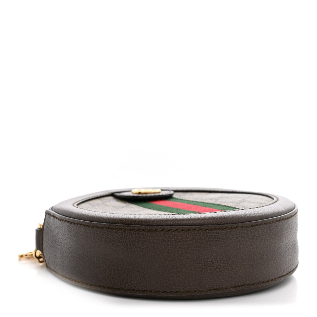 GG Supreme Monogram Web Mini Ophidia Round Shoulder Bag Brown