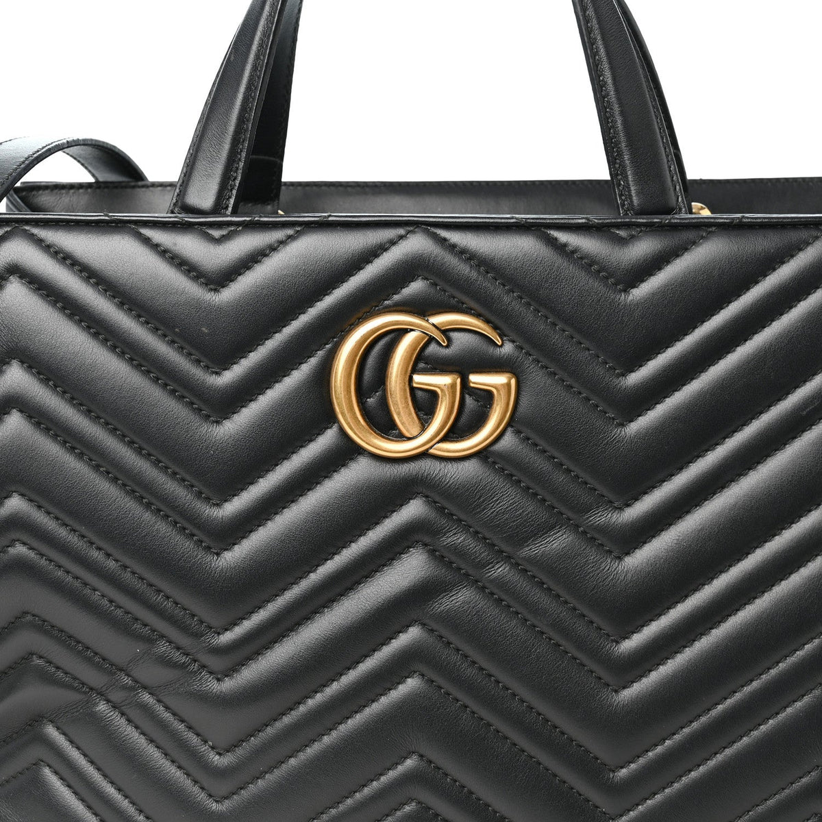 Calfskin Matelasse Medium GG Marmont Tote Black