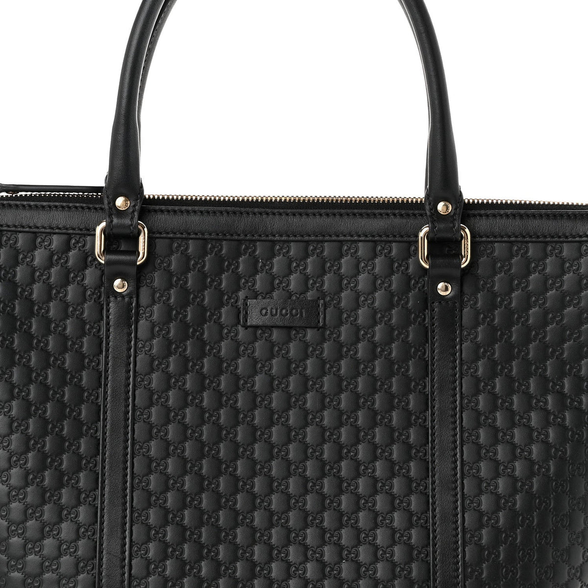 Soft Microguccissima Small Zippered Satchel Black