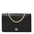 Calfskin Mini GG Marmont Chain Wallet Black