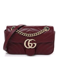 Calfskin Matelasse Mini GG Marmont Shoulder Bag Rosso Ancora