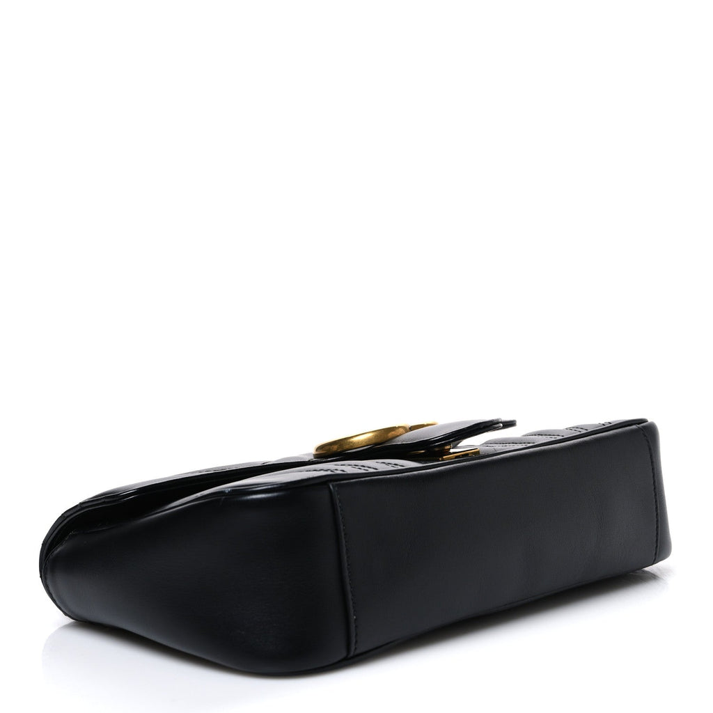 Calfskin Matelasse Small GG Marmont Shoulder Bag Black