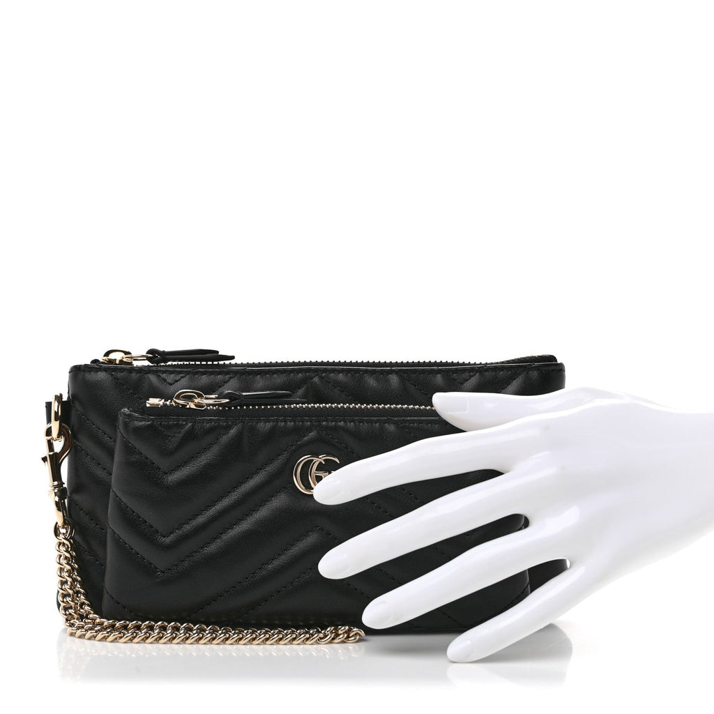 Calfskin Matelasse Small GG Marmont 2.0 Clutch Black
