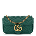 Calfskin Matelasse Super Mini GG Marmont Shoulder Bag Emerald Green