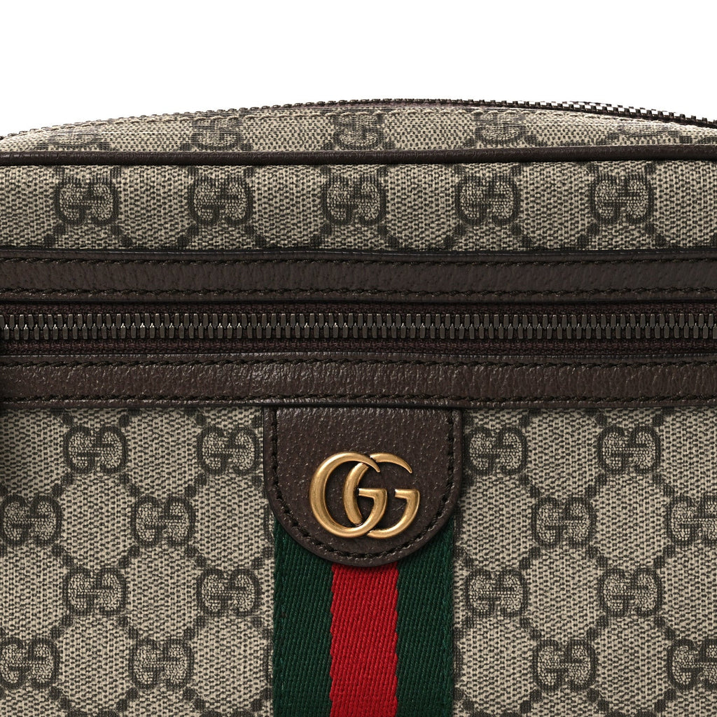 Soft GG Supreme Monogram Medium Ophidia Belt Bag  Dark Brown