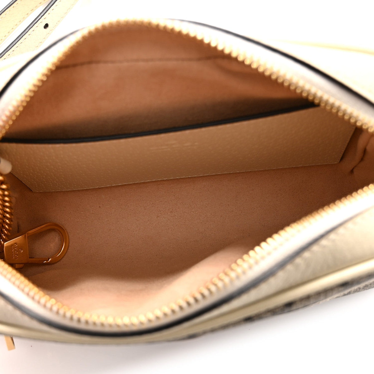GG Supreme Monogram Textured Calfskin Web Mini Ophidia Shoulder Bag Beige Ebony Mystic White