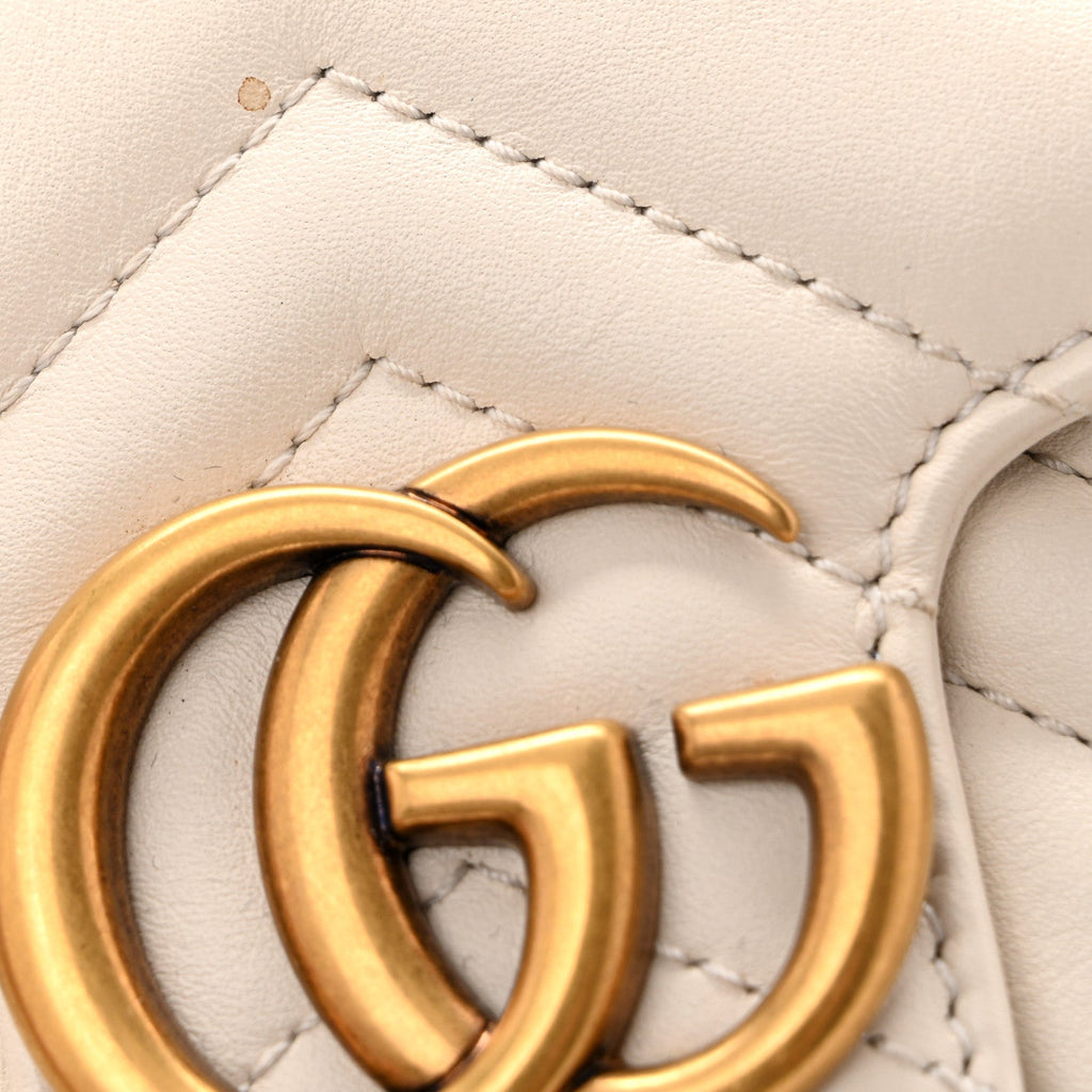 Calfskin Matelasse Super Mini GG Marmont Shoulder Bag White
