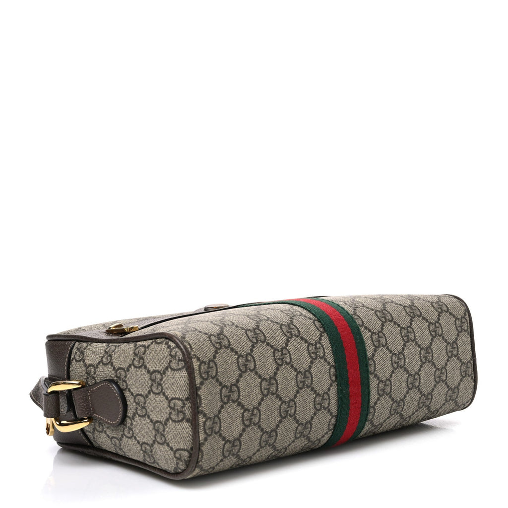 GG Supreme Monogram Web Small Ophidia Shoulder Bag Brown