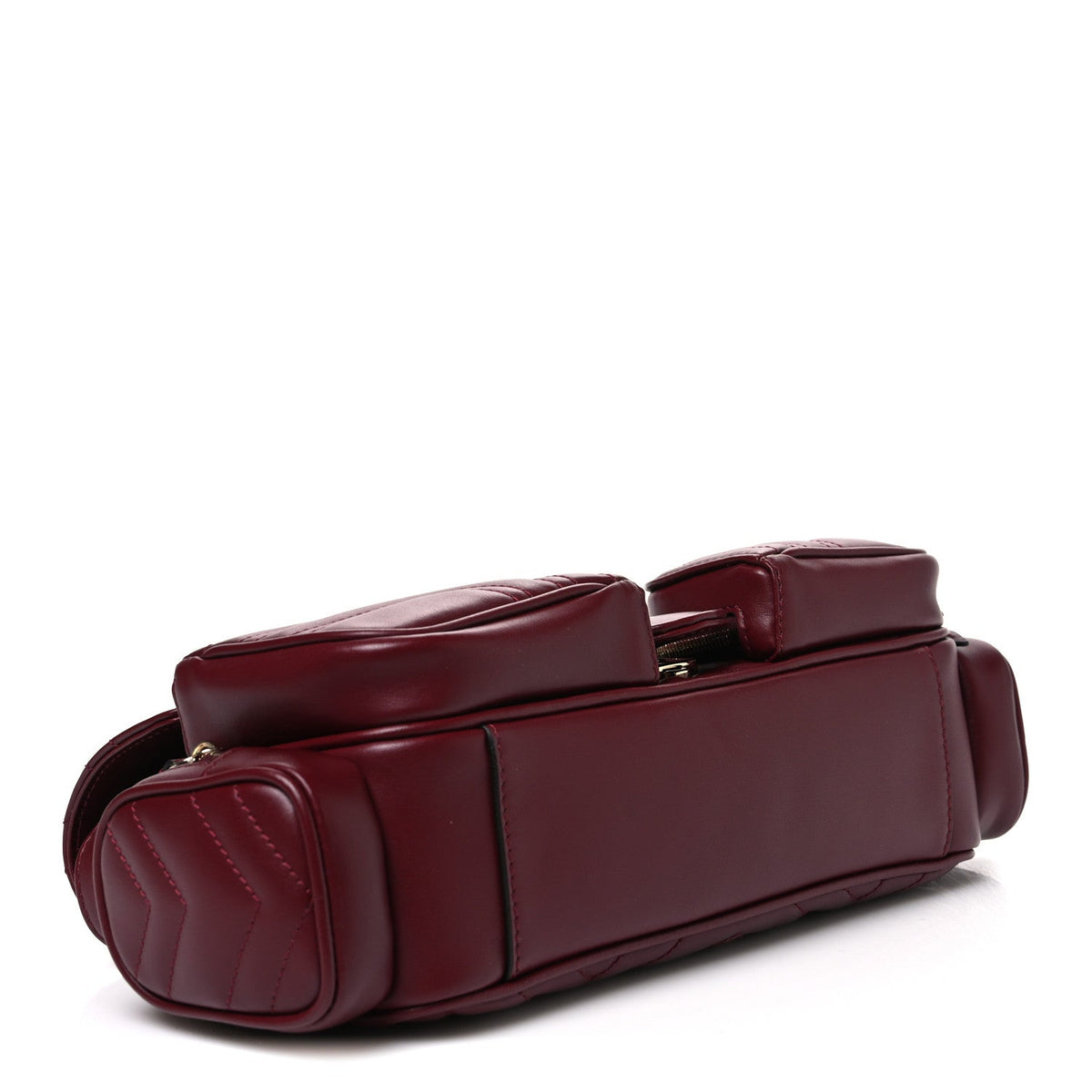 Calfskin Matelasse Small GG Marmont Multi Pocket Shoulder Bag Rosso Ancora