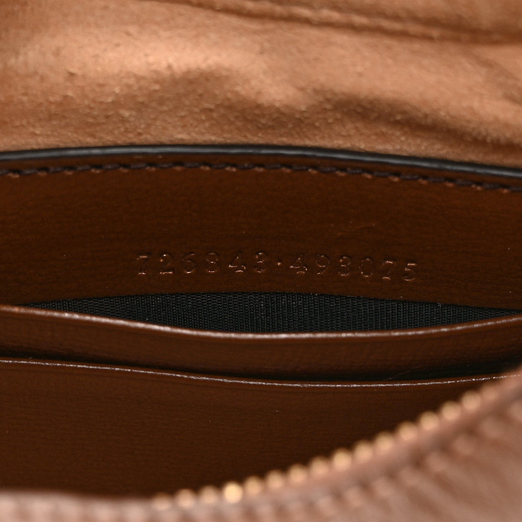GG Supreme Monogram Azalea Calfskin Mini Retro Interlocking G Half Moon Bag Beige Ebony Brown Sugar