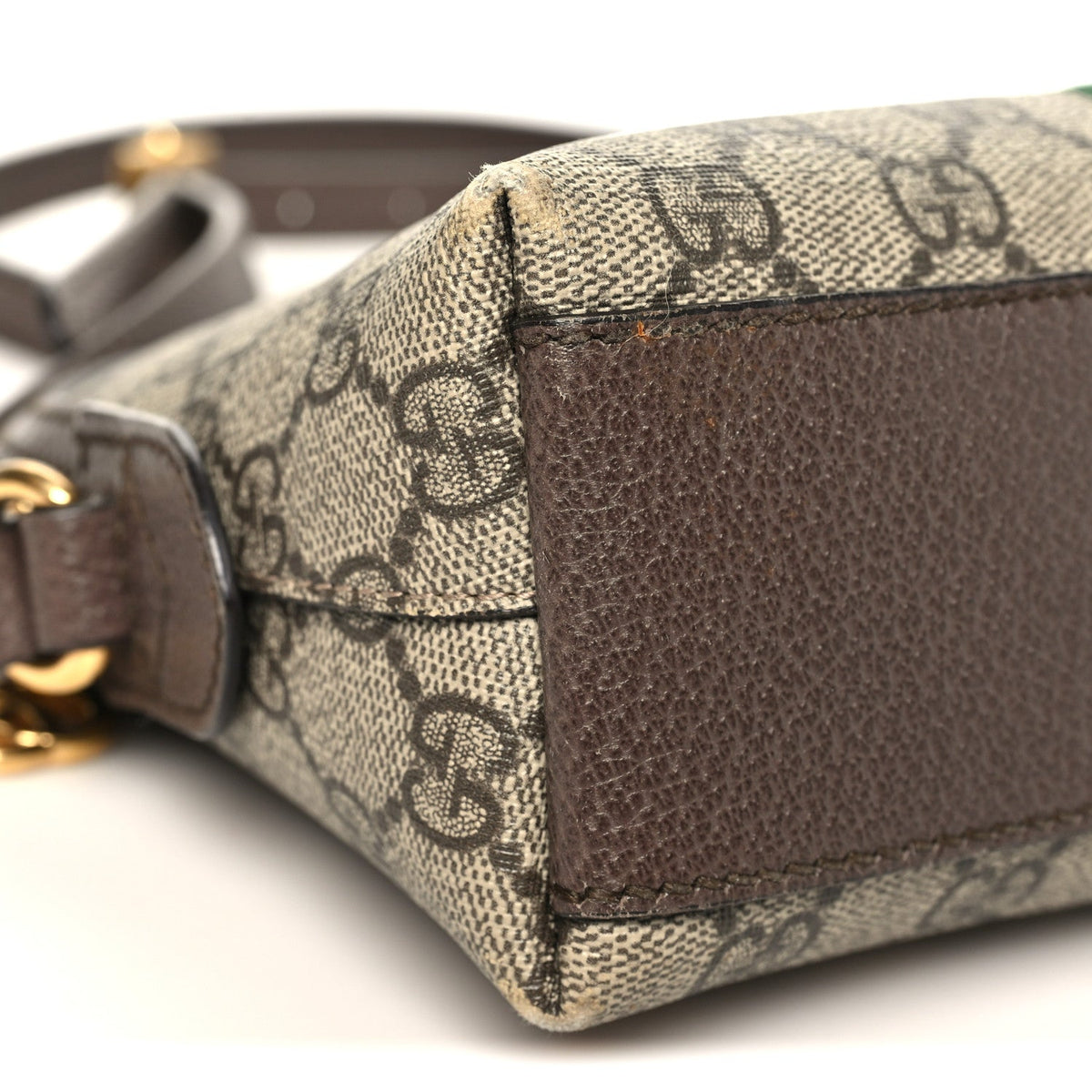 GG Supreme Monogram Textured Dollar Calfskin Web Small Ophidia Dome Shoulder Bag Beige Ebony New Acero