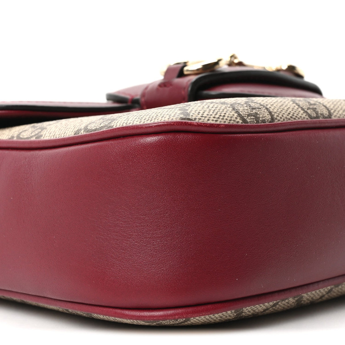 GG Supreme Monogram Web Mini Horsebit 1955 Shoulder Bag Beige Burgundy
