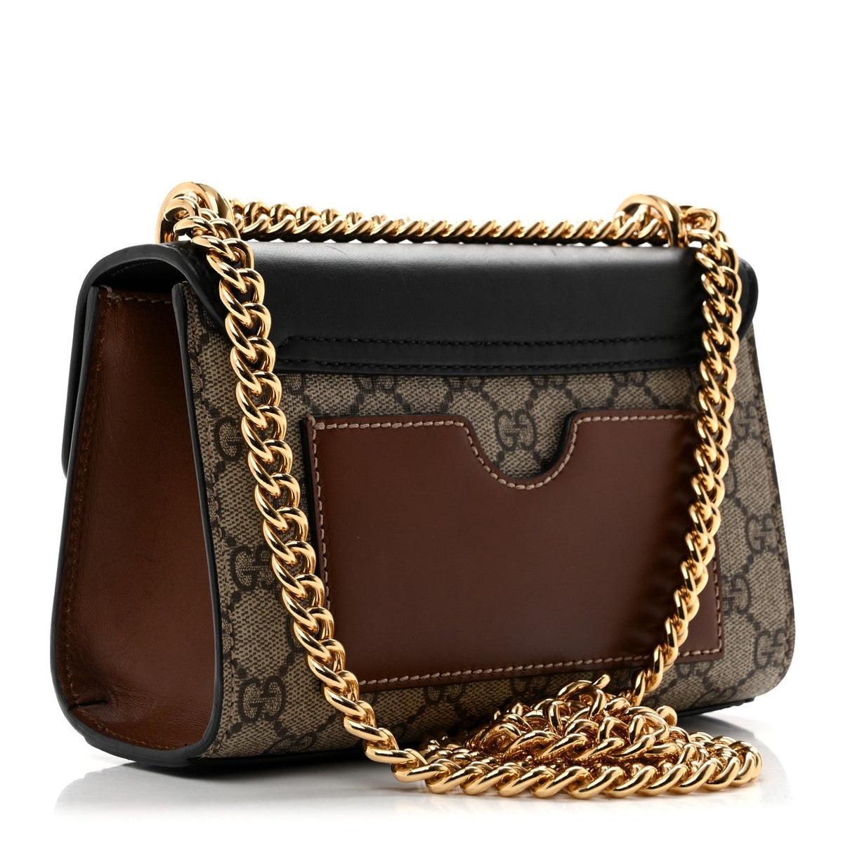 GG Supreme Monogram Calfskin Small Padlock Shoulder Bag Beige Black Cuir
