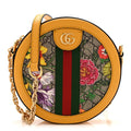 GG Supreme Monogram Flora Web Mini Ophidia Round Shoulder Bag Beige Multicolor Crop