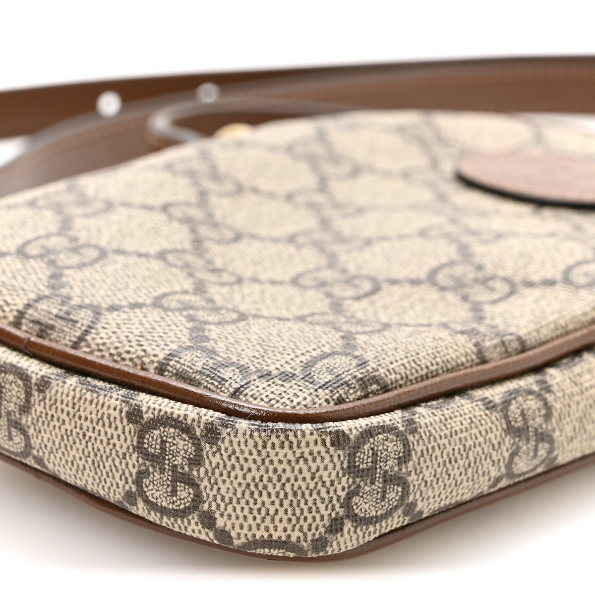 GG Supreme Monogram Textured Calfskin Retro Interlocking G Phone Crossbody Bag Ebony Brown Sugar