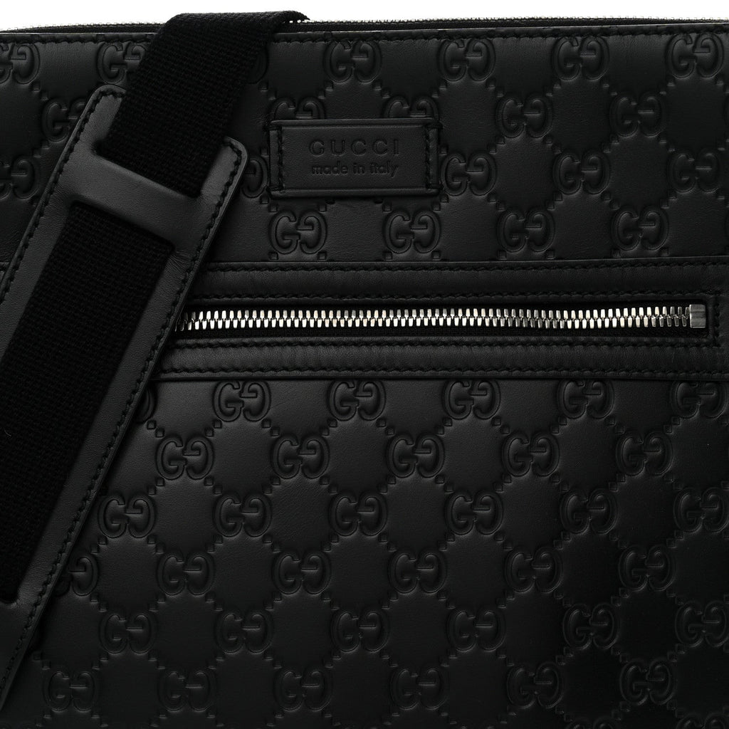 Guccissima Signature Medium Flat Messenger Bag Black