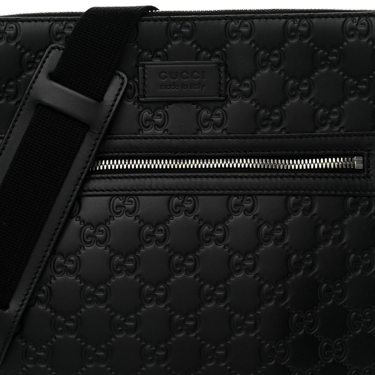 Guccissima Signature Medium Flat Messenger Bag Black