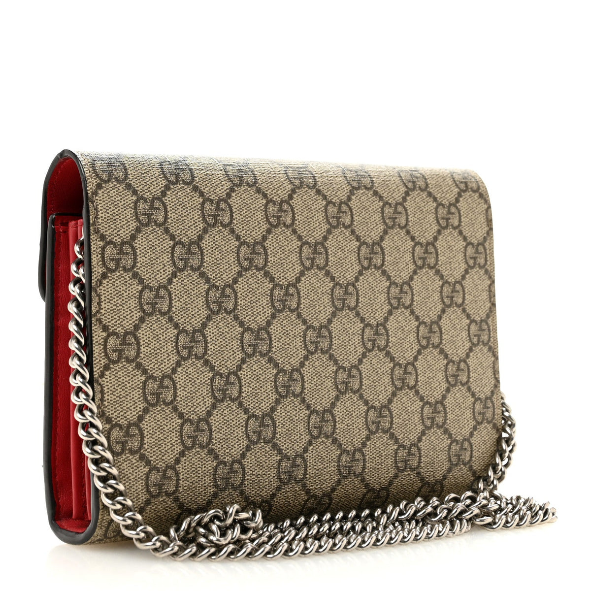 GG Supreme Monogram Mini Dionysus Chain Wallet Beige Vulcanic Red